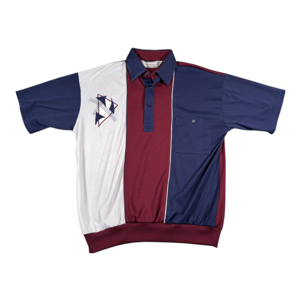 Vintage Classics Palmland Polo Shirt Adult MEDIUM Red Blue Colorblock Golf 90s